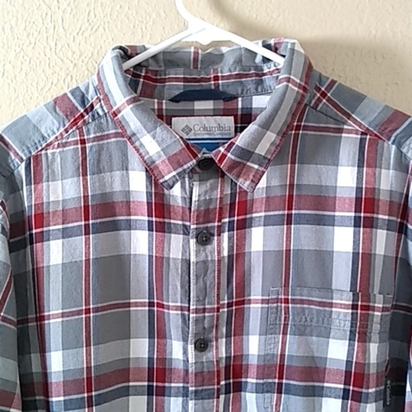 Columbia Other - Columbia Gray & Red Plaid Flannel Button Down XL